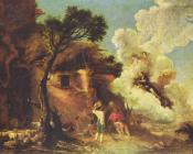 萨尔瓦多 罗萨 : A landscape by Salvator Rosa